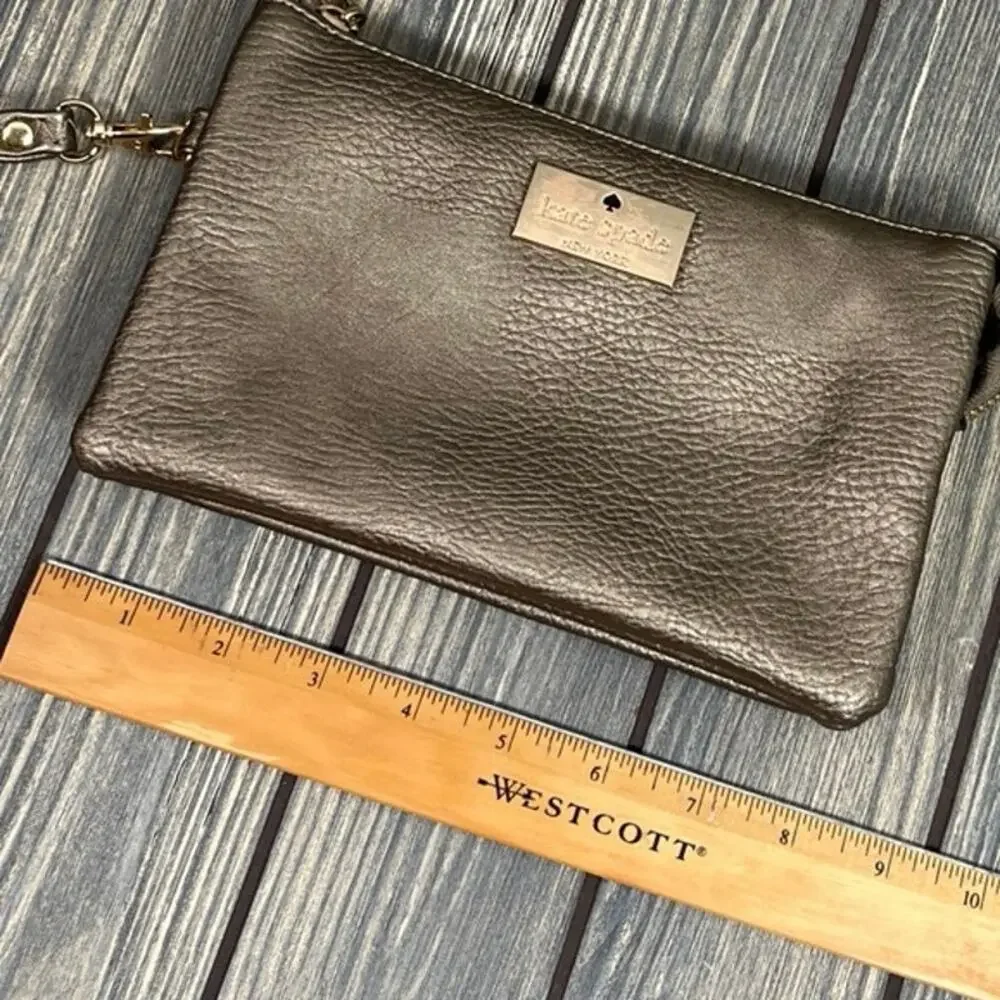Kate Spade Crossbody Purse Wallet Wristlet Metallic Leather Pebbled Soft Pockets